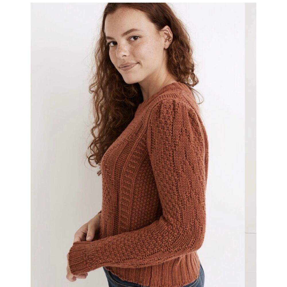 Madewell RidgeCrest Sweater Rust Crew Neck Knit Pullover Women L Fall Cozy - Picture 2 of 12